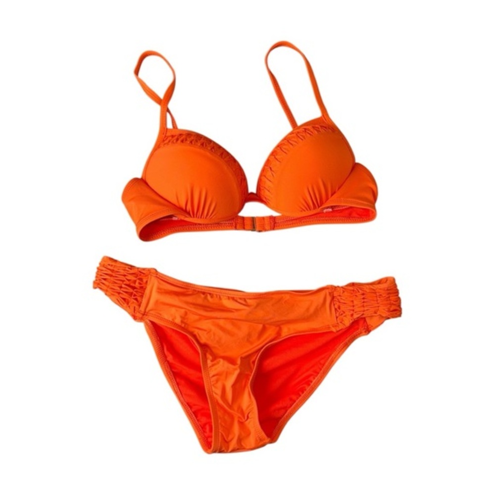 Y2K NWOT Apt 9 Women's Swim Bikini set Swimsuit Sz L Orange‎ Push Up Underwired